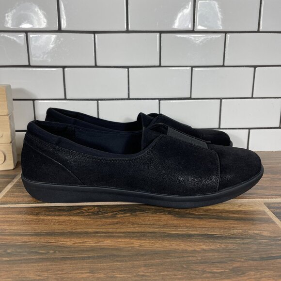 Clarks Ayla Band Womens Size 10 Shoes Black Cloudsteppers Comfort Slip On - Picture 3 of 15